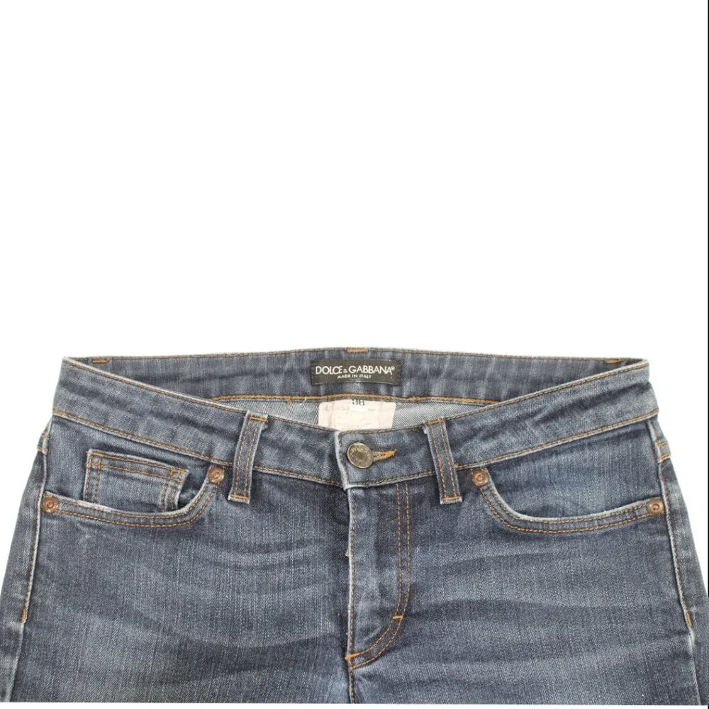 Dolce & Gabbana Pretty Straight Zipper Hem Blue Fade Jeans Size 38